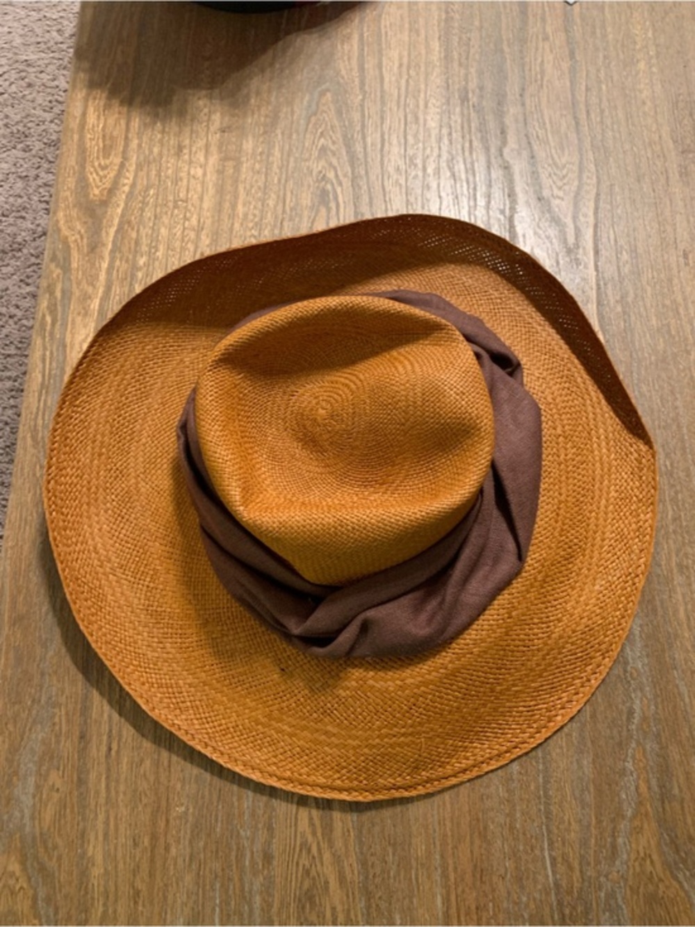 Eric Javits Wide Brim Straw Hat in Cognac